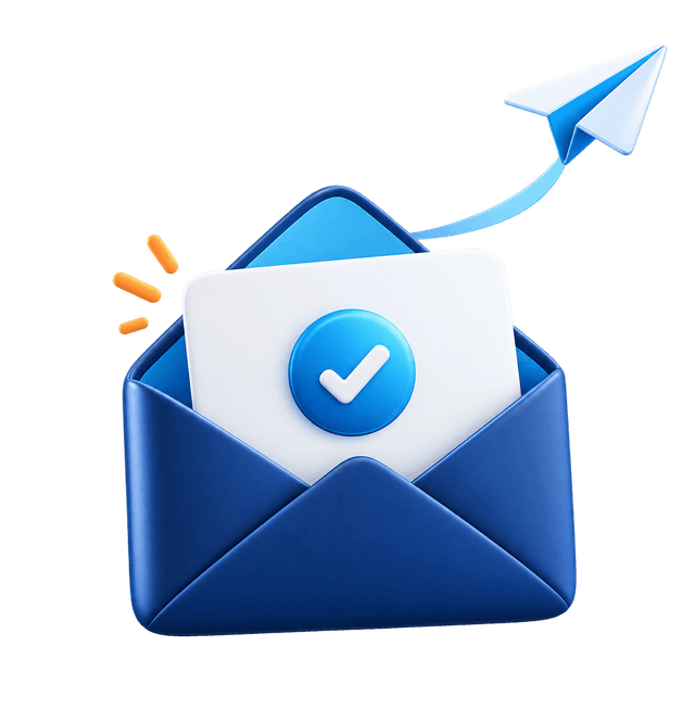 An envelope with a checkmark, representing a shared review